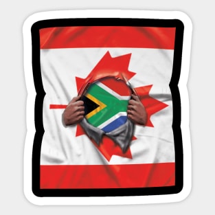 South Africa Flag Canadian Flag Ripped - Gift for South African From South Africa Sticker